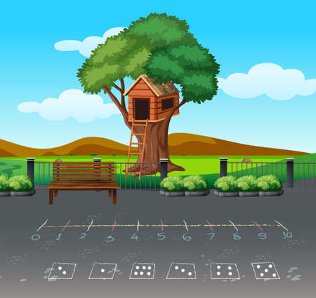 Math game at playgound landscape illustrationのイラスト素材