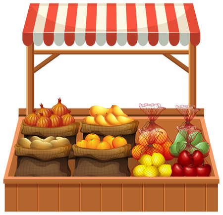Isolated fresh vegetable stall illustrationのイラスト素材