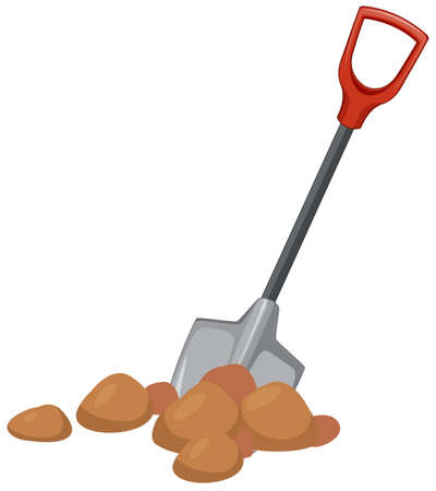 A shovel digging ground illustrationのイラスト素材