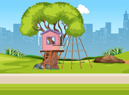 A three house in playground illustrationのイラスト素材