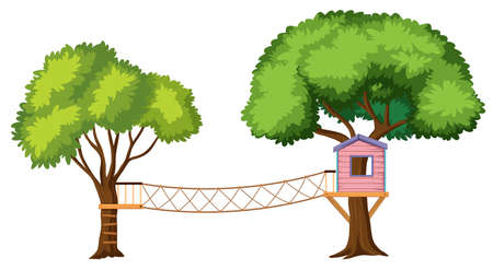 Isolated tree house on white background illustrationのイラスト素材