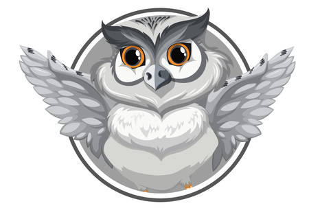 A grey owl banner illustrationのイラスト素材