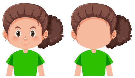Set of brunette girl character illustrationのイラスト素材