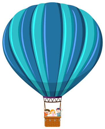 Children riding hot air balloon illustrationのイラスト素材