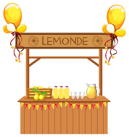 Isolated lemonade stall on white background illustrationのイラスト素材