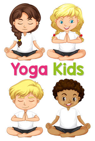 Set of yoga kids illustrationのイラスト素材