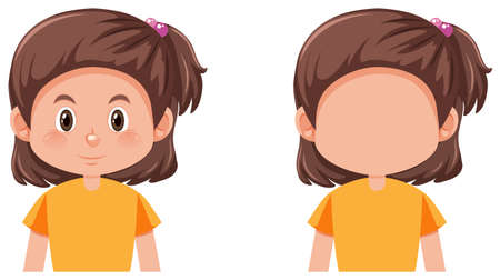 Set of brunette girl character illustrationのイラスト素材