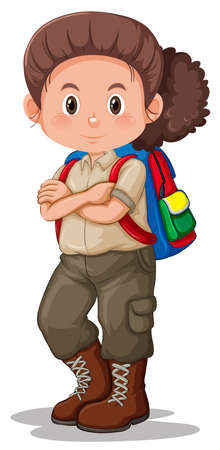A girl scout character illustrationのイラスト素材