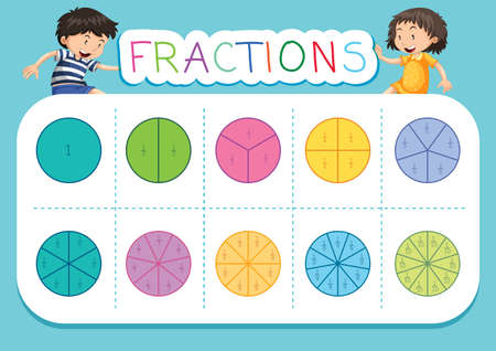 A math fractions worksheet illustrationのイラスト素材