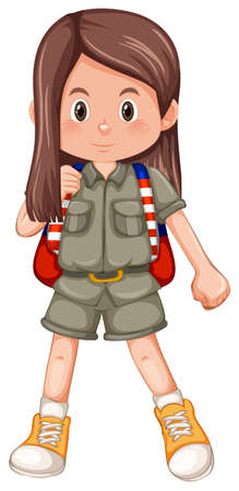 A long hair scout character illustrationのイラスト素材
