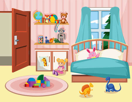 A kid bedroom background illustrationのイラスト素材