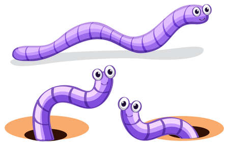 Set of worm character illustrationのイラスト素材