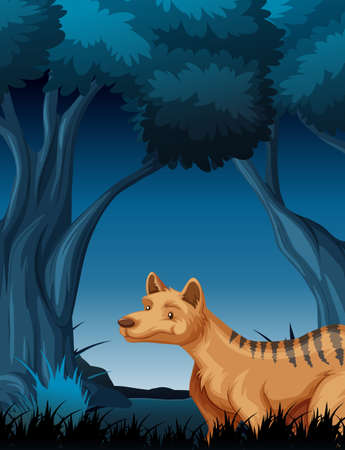A hyena in tropical rainforest background illustrationのイラスト素材
