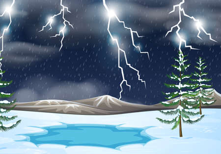 A thunderstorm nature  illustrationのイラスト素材