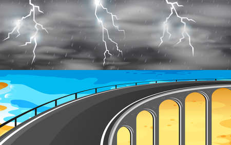 A beach roadside scene illustrationのイラスト素材