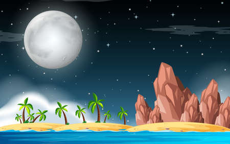 A deserted island scene illustrationのイラスト素材