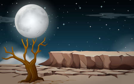 A droughty land at night illustrationのイラスト素材