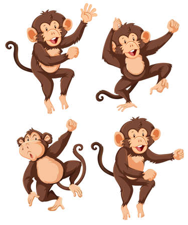 Set of monkey character illustrationのイラスト素材