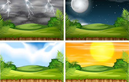 A nature landscape with different climate illustrationのイラスト素材