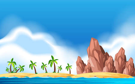 A deserted island landscape illustrationのイラスト素材