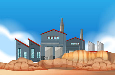 An industrial factory scene illustrationのイラスト素材