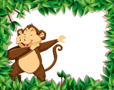 A monkey in nature frame illustration