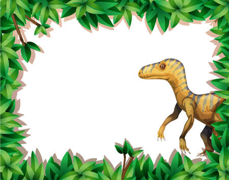 A dinosaur on nature frame illustrationのイラスト素材