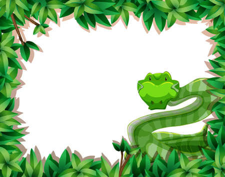 A snake in nature frame illustrationのイラスト素材