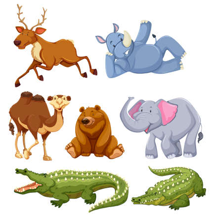 Set of different animals illustrationのイラスト素材