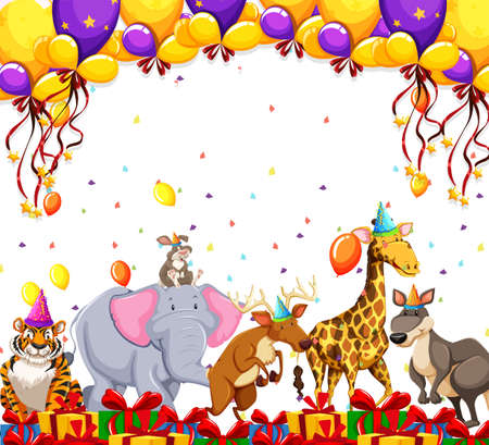 Animal party celebration concept illustrationのイラスト素材