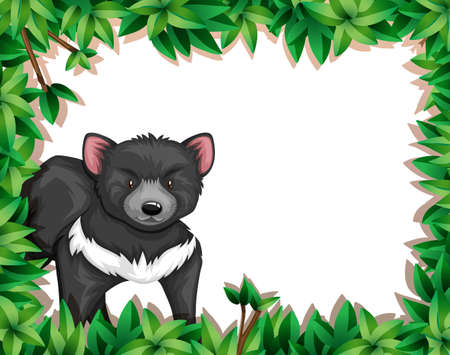 Cute animal in nature frame illustrationのイラスト素材