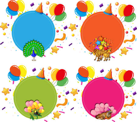 Set of animal party concepts illustrationのイラスト素材