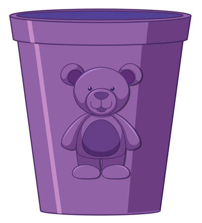 Purple cup with bear illustrationのイラスト素材