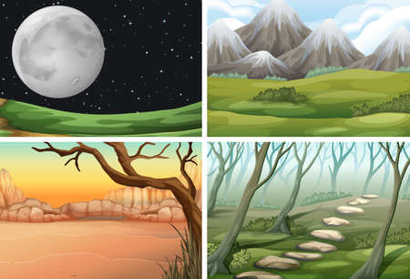 Set of different scene illustrationのイラスト素材