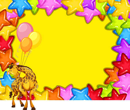 Giraffe on the colourful frame illustrationのイラスト素材