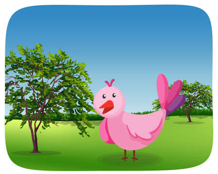 A simple bird in the park illustrationのイラスト素材