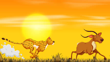 A leopard hunting for food illustrationのイラスト素材