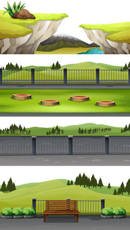 Set of national park scene illustrationのイラスト素材