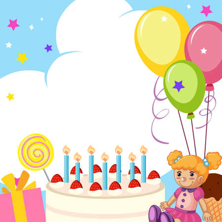 A cute birthday card illustrationのイラスト素材
