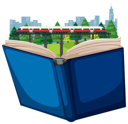 Open book rain transportation illustrationのイラスト素材