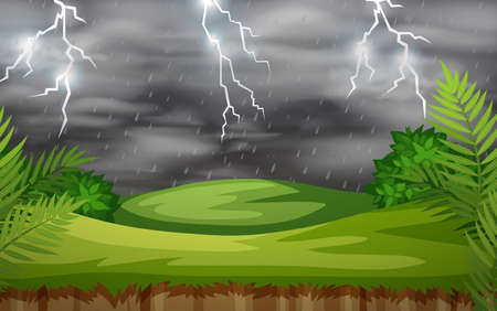 A thunderstorm nature scene illustrationのイラスト素材