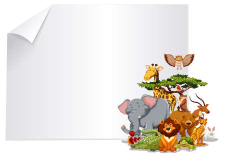 Group of animal paper frame illustrationのイラスト素材