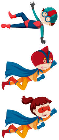 Set of superheo kids illustrationのイラスト素材