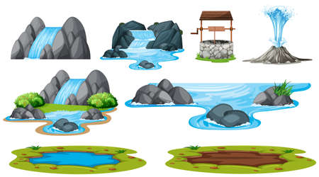 Set of isolated water element illustrationのイラスト素材