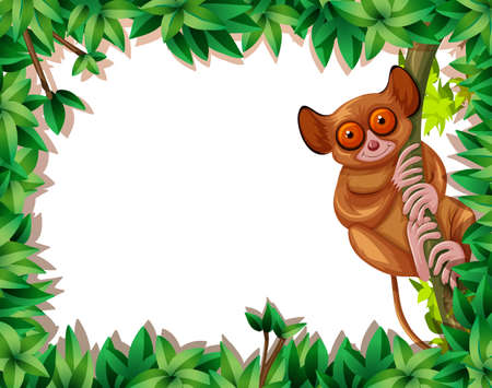 A tarsier in nature frame illustrationのイラスト素材