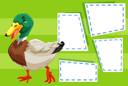 A duck on blank note illustrationのイラスト素材