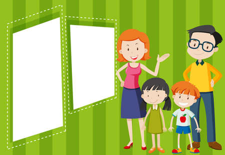Family on blank template illustrationのイラスト素材