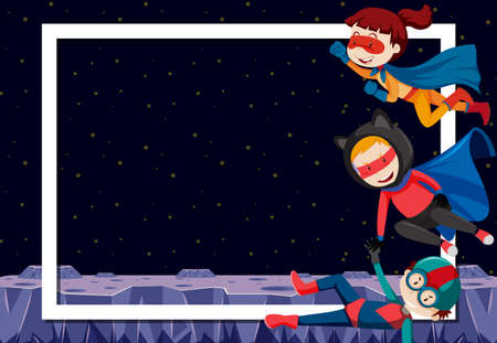 Superhero on blank border illustrationのイラスト素材