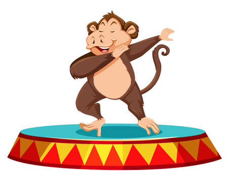 Monkey dancing on the stage illustrationのイラスト素材