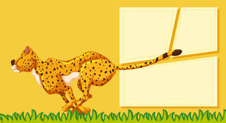 A cheetah on blank note illustrationのイラスト素材